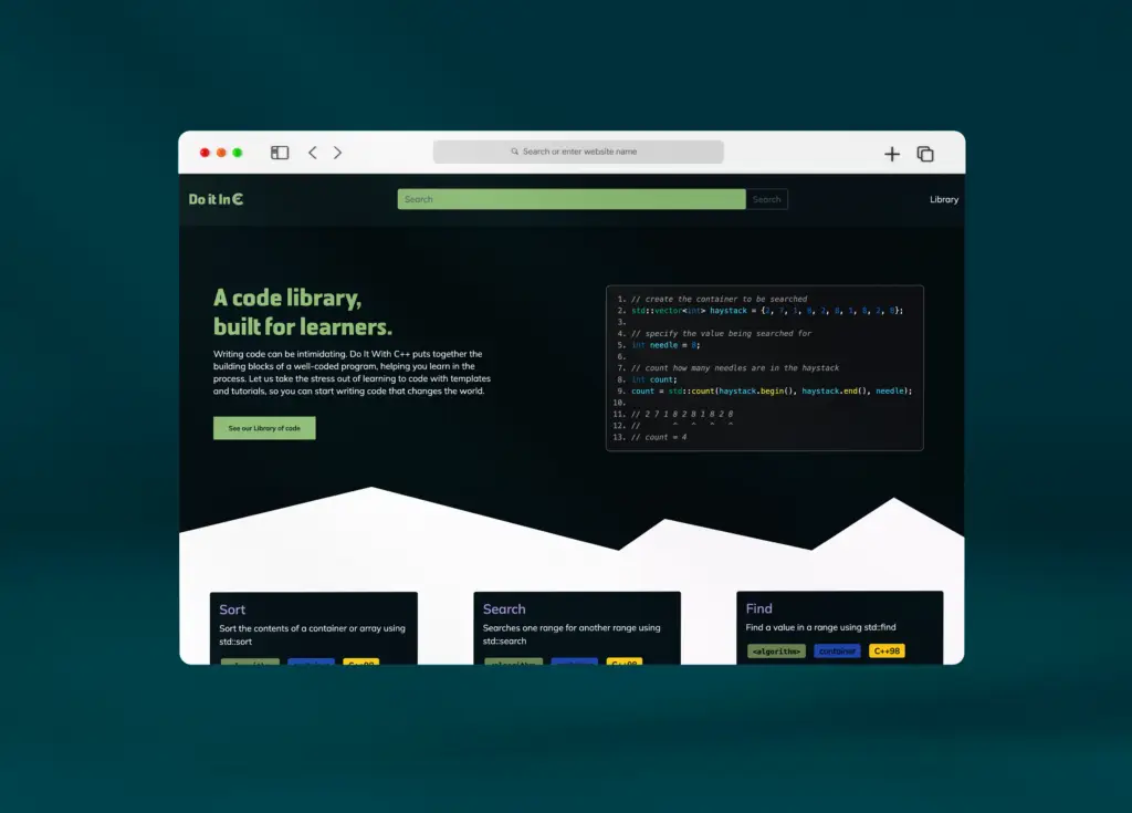 screenshot of Do it In C++ website