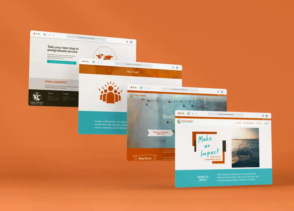 screenshots of krista colleagues website