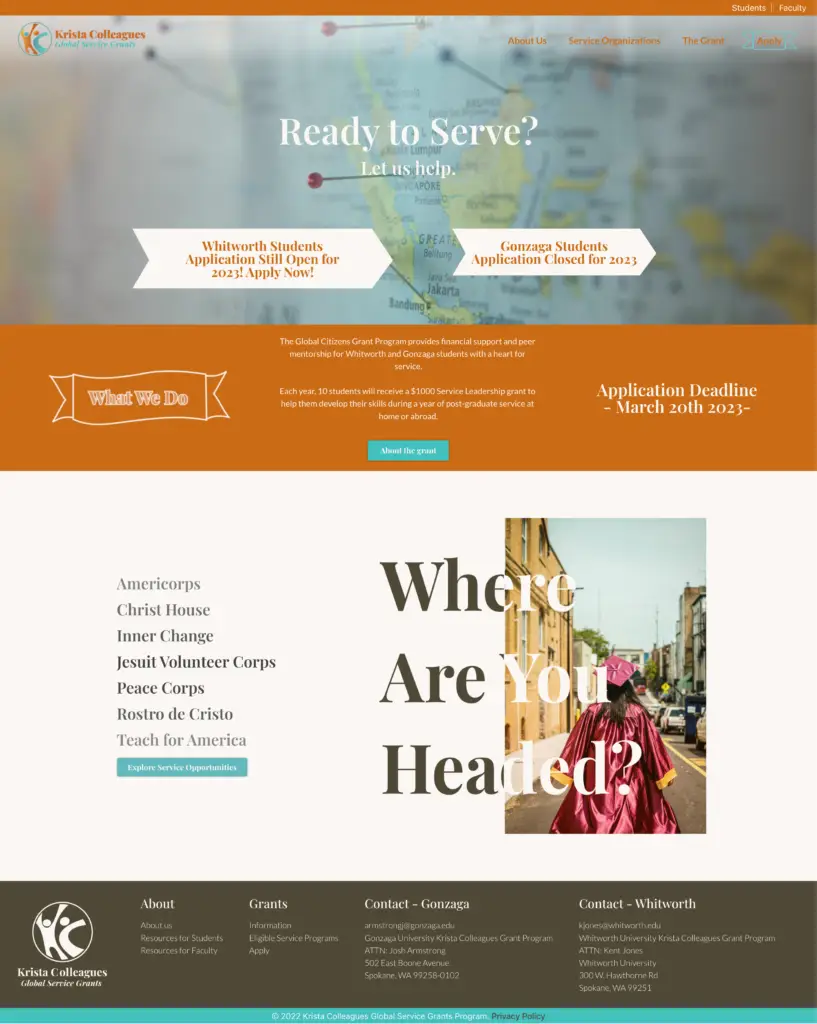 screenshot of Krista Colleagues homepage