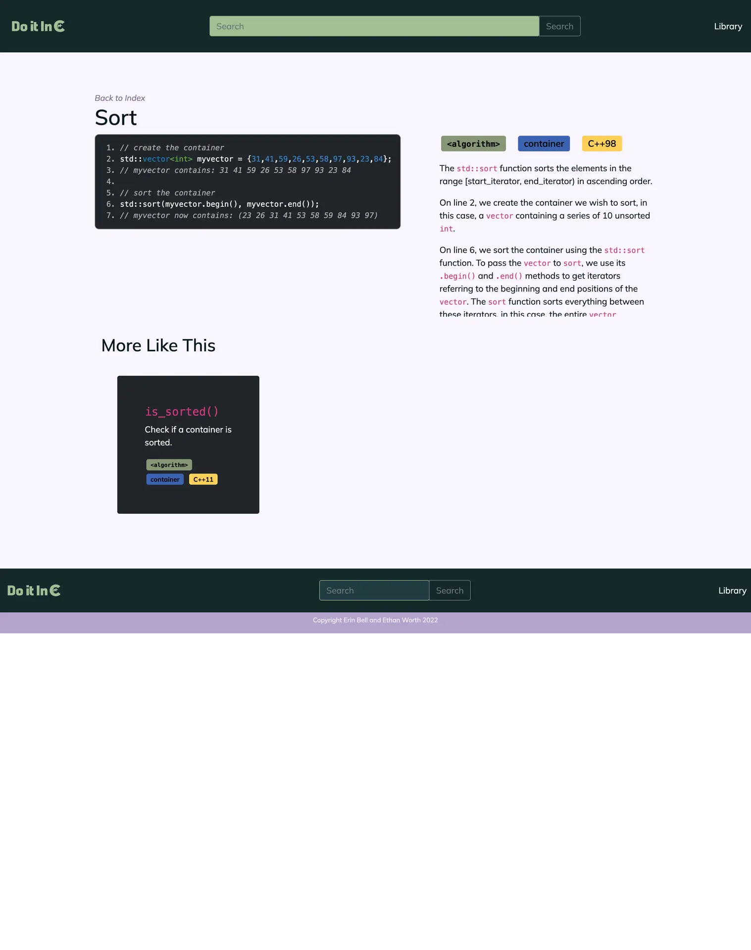 an individual example of a code snippet from of do-it-in-cpp.com