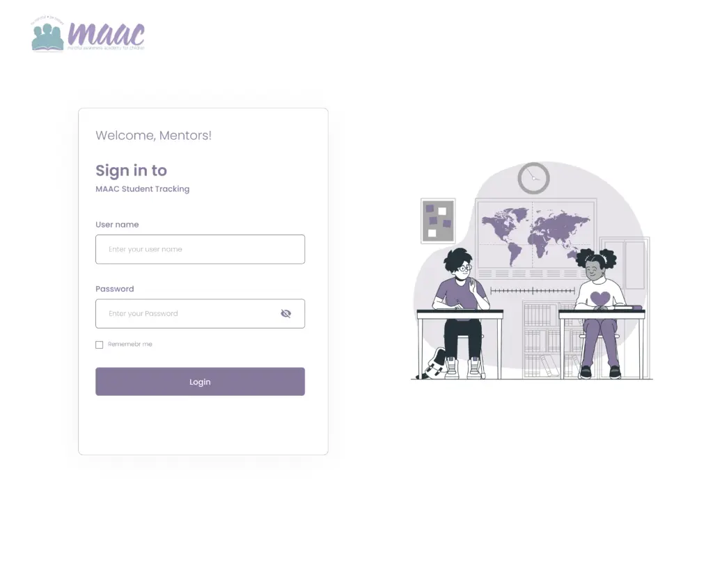 mentor login mockup