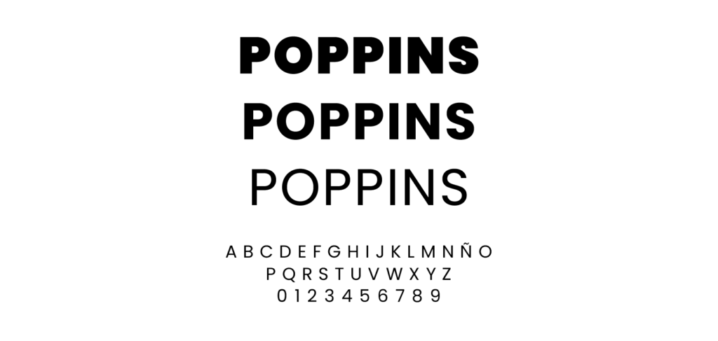 picture of Poppins font at various weights